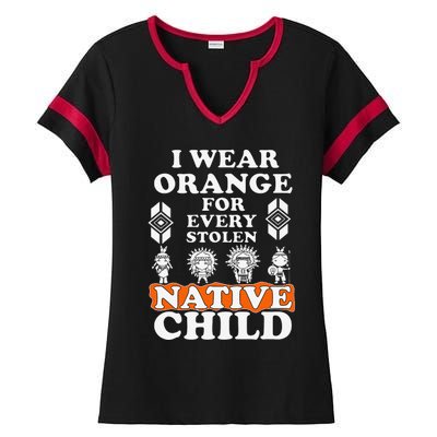 I Wear Orange For Every American Native Child Indian Pride Gift Ladies Halftime Notch Neck Tee