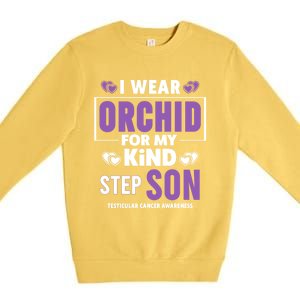 I Wear Orchid For My Step Son Gift Testicular Cancer Awareness Gift Premium Crewneck Sweatshirt