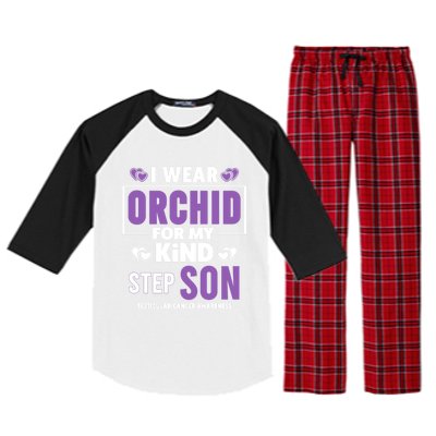 I Wear Orchid For My Step Son Gift Testicular Cancer Awareness Gift Raglan Sleeve Pajama Set