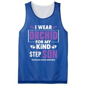 I Wear Orchid For My Step Son Gift Testicular Cancer Awareness Gift Mesh Reversible Basketball Jersey Tank