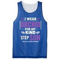 I Wear Orchid For My Step Son Gift Testicular Cancer Awareness Gift Mesh Reversible Basketball Jersey Tank