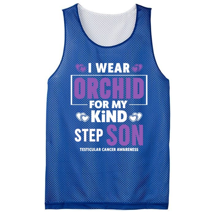 I Wear Orchid For My Step Son Gift Testicular Cancer Awareness Gift Mesh Reversible Basketball Jersey Tank