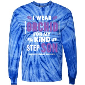 I Wear Orchid For My Step Son Gift Testicular Cancer Awareness Gift Tie-Dye Long Sleeve Shirt