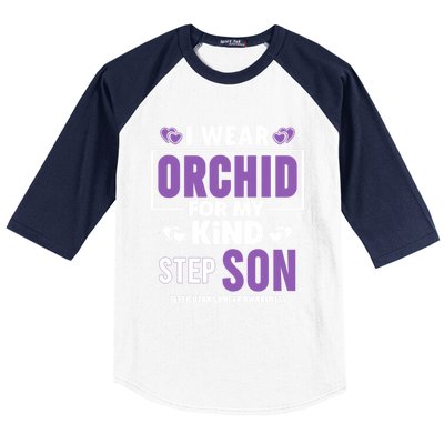 I Wear Orchid For My Step Son Gift Testicular Cancer Awareness Gift Baseball Sleeve Shirt