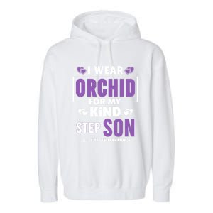 I Wear Orchid For My Step Son Gift Testicular Cancer Awareness Gift Garment-Dyed Fleece Hoodie