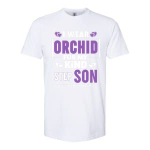 I Wear Orchid For My Step Son Gift Testicular Cancer Awareness Gift Softstyle CVC T-Shirt