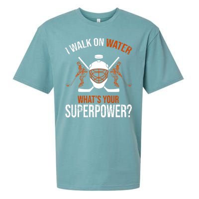 I Walk On Water What's Your Superpower? Funny Hockey Sueded Cloud Jersey T-Shirt