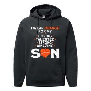 I Wear Orange For My Son Kidney Cancer Awareness Performance Fleece Hoodie