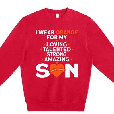 I Wear Orange For My Son Kidney Cancer Awareness Premium Crewneck Sweatshirt