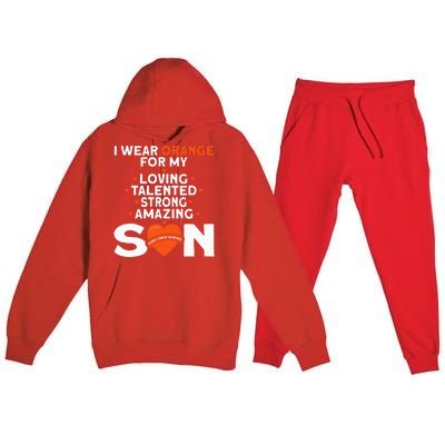 I Wear Orange For My Son Kidney Cancer Awareness Premium Hooded Sweatsuit Set