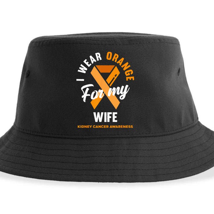 I Wear Orange For My Wife Kidney Cancer Awareness Sustainable Bucket Hat