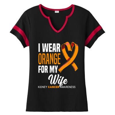 I Wear Orange For My Wife Kidney Cancer Awareness Ladies Halftime Notch Neck Tee