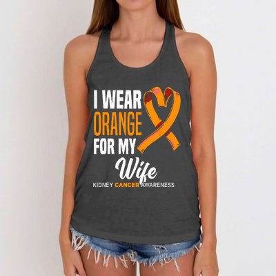 I Wear Orange For My Wife Kidney Cancer Awareness Women's Knotted Racerback Tank