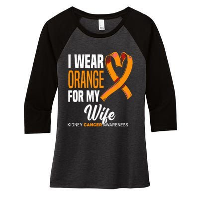 I Wear Orange For My Wife Kidney Cancer Awareness Women's Tri-Blend 3/4-Sleeve Raglan Shirt