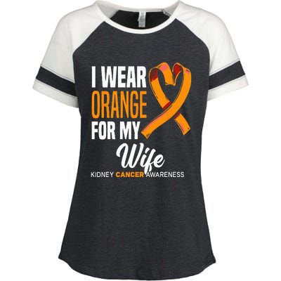 I Wear Orange For My Wife Kidney Cancer Awareness Enza Ladies Jersey Colorblock Tee