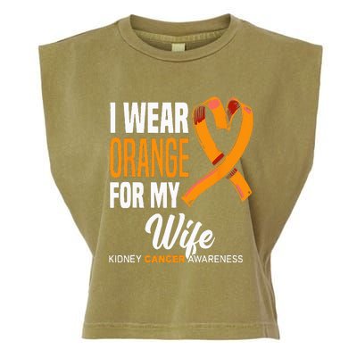 I Wear Orange For My Wife Kidney Cancer Awareness Garment-Dyed Women's Muscle Tee