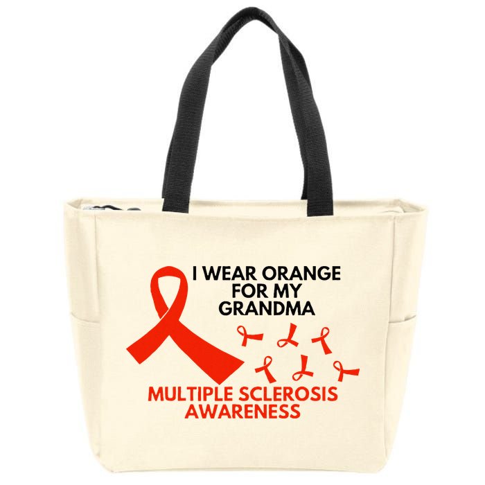 I Wear Orange For My Grandma Multiple Sclerosis Ms Awareness Zip Tote Bag