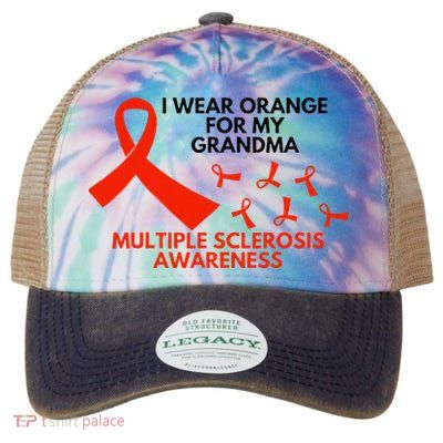 I Wear Orange For My Grandma Multiple Sclerosis Ms Awareness Legacy Tie Dye Trucker Hat