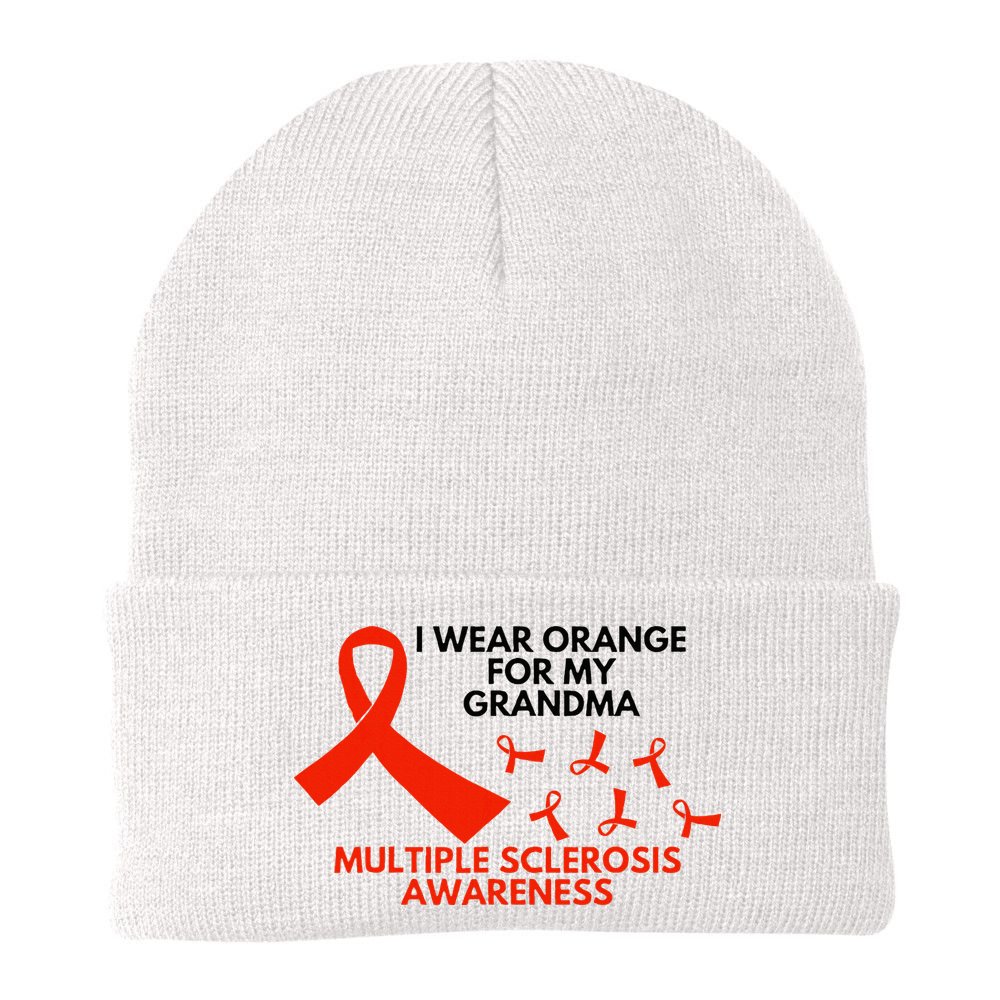 I Wear Orange For My Grandma Multiple Sclerosis Ms Awareness Beanie