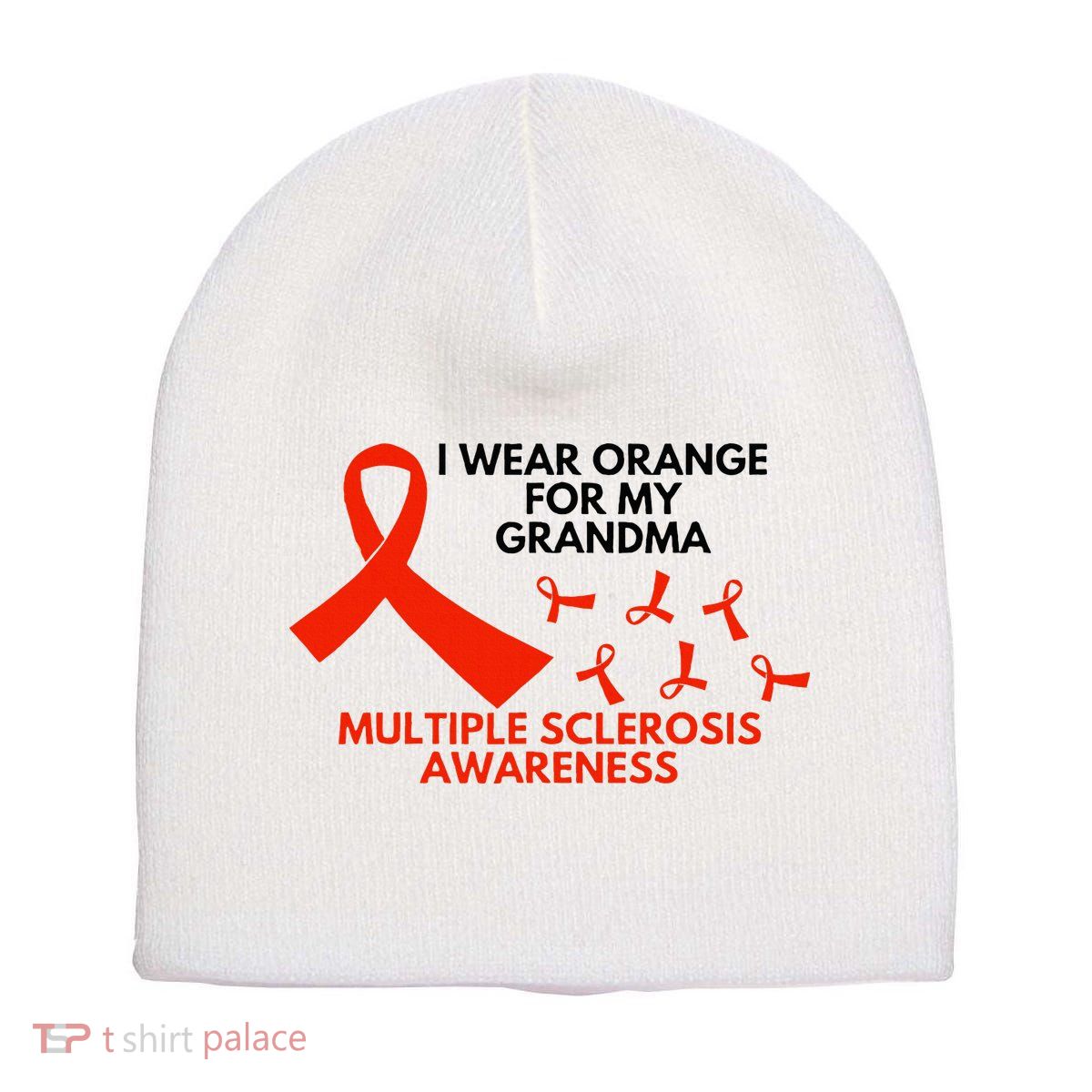 I Wear Orange For My Grandma Multiple Sclerosis Ms Awareness Short Acrylic Beanie