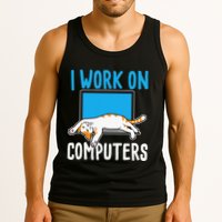 I Work On Computers Funny Cat Lover Kitten Kitty Tank Top