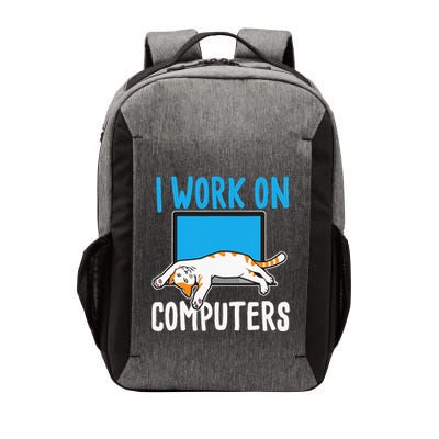 I Work On Computers Funny Cat Lover Kitten Kitty Vector Backpack