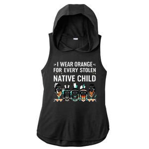 I Wear Orange For Every American Native Child Indian Pride Ladies PosiCharge Tri-Blend Wicking Draft Hoodie Tank