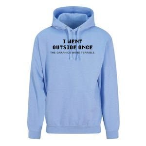 I Went Outside Once Gamer Quote Gaming Gift Unisex Surf Hoodie