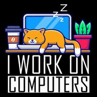 I Work On Computers Funny Cat Lovers Coding Programming Women's Crop Top Tee