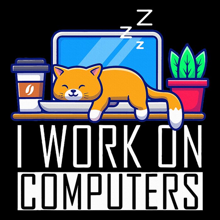 I Work On Computers Funny Cat Lovers Coding Programming Women's Crop Top Tee