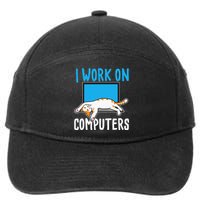 I Work On Computers Funny Cat Lover Kitten Kitty 7-Panel Snapback Hat