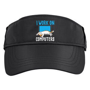 I Work On Computers Funny Cat Lover Kitten Kitty Adult Drive Performance Visor