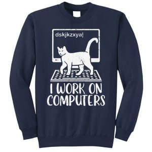 I Work On Computers Cat Funny Cat Owner Sweatshirt