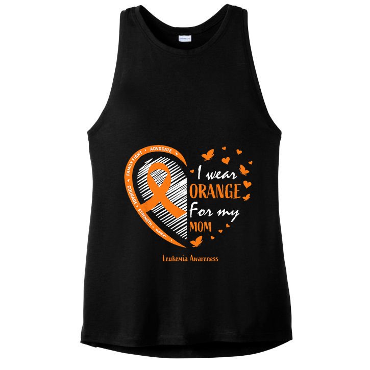 I Wear Orange For My Mom Leukemia Awareness Ladies PosiCharge Tri-Blend Wicking Tank