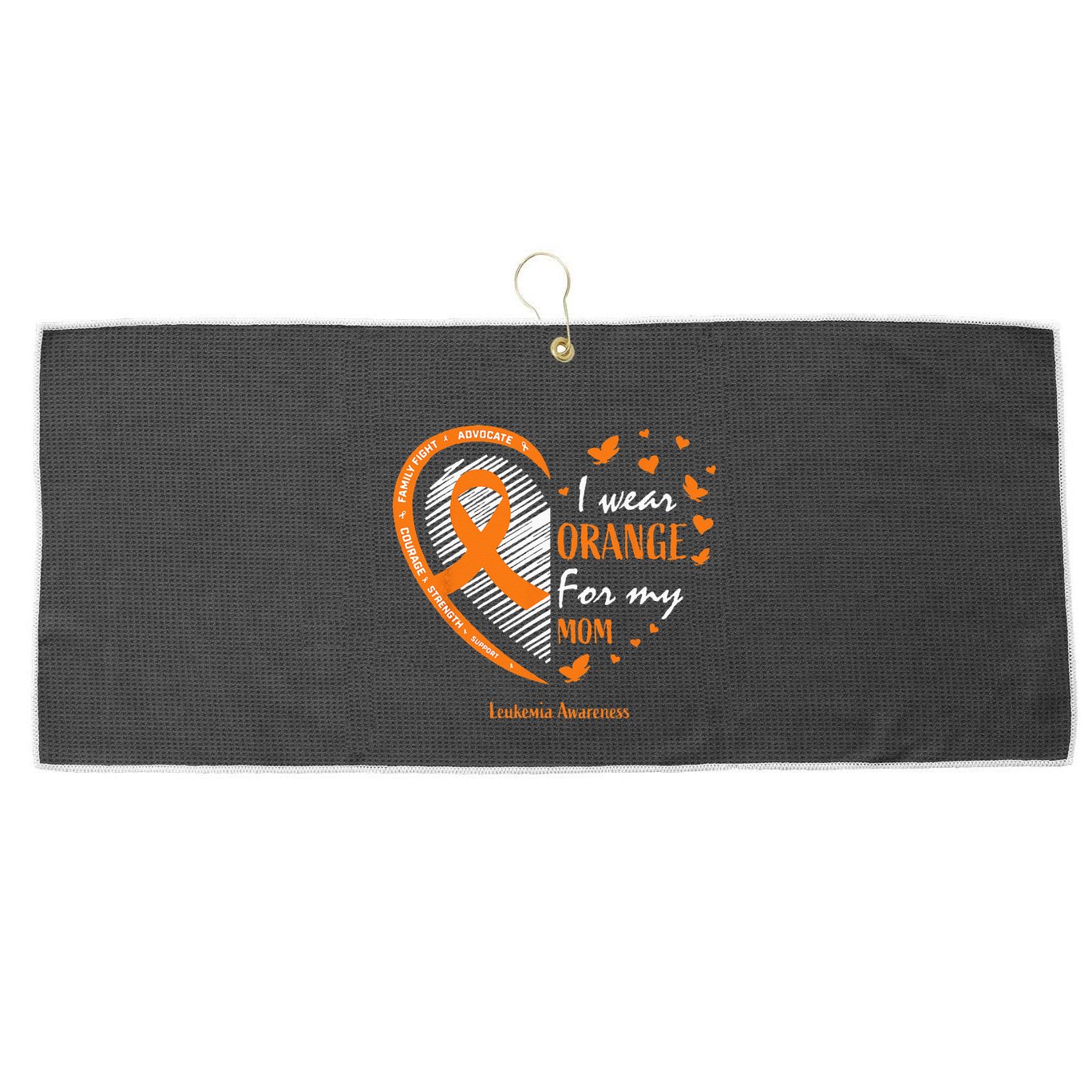 I Wear Orange For My Mom Leukemia Awareness Large Microfiber Waffle Golf Towel