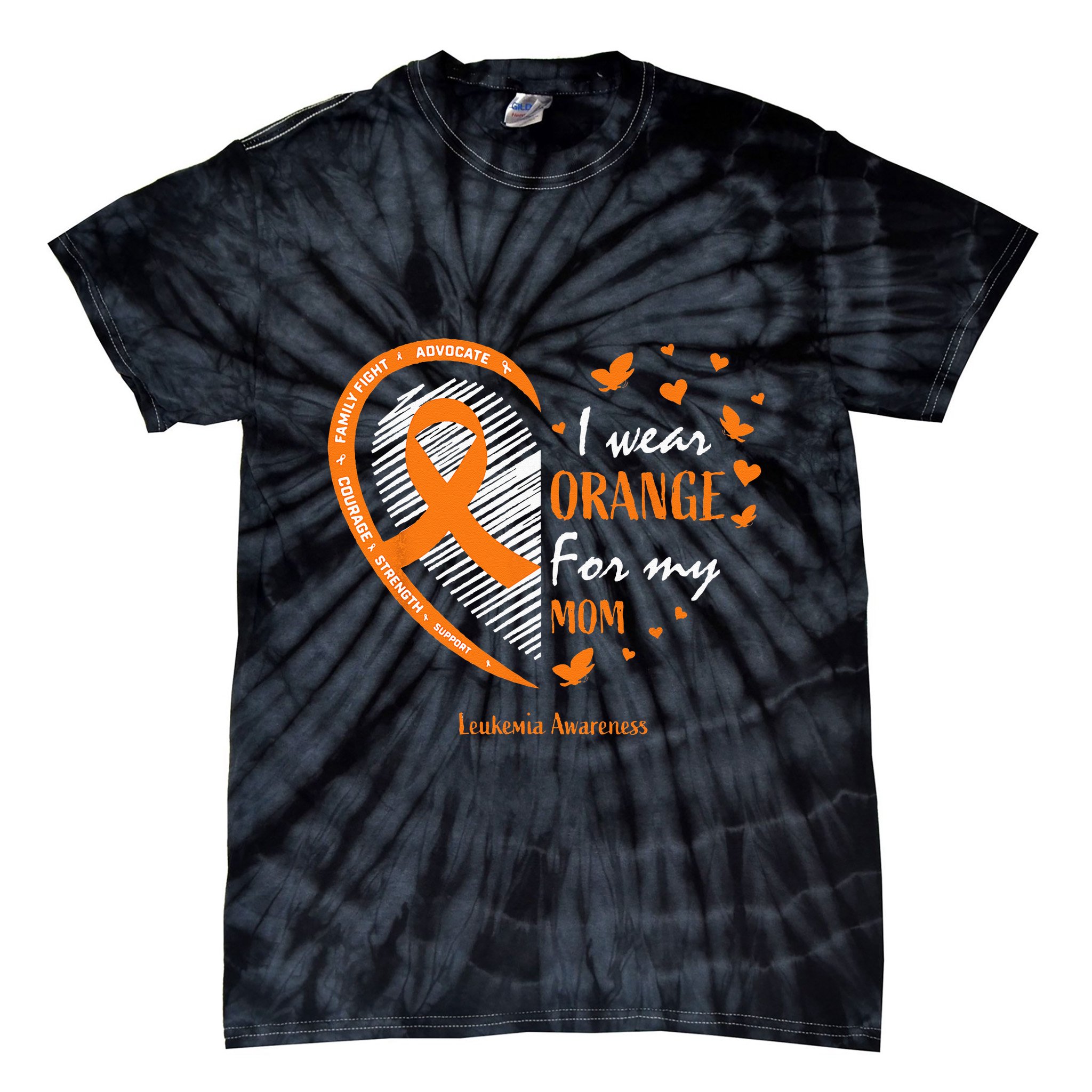 I Wear Orange For My Mom Leukemia Awareness Tie-Dye T-Shirt