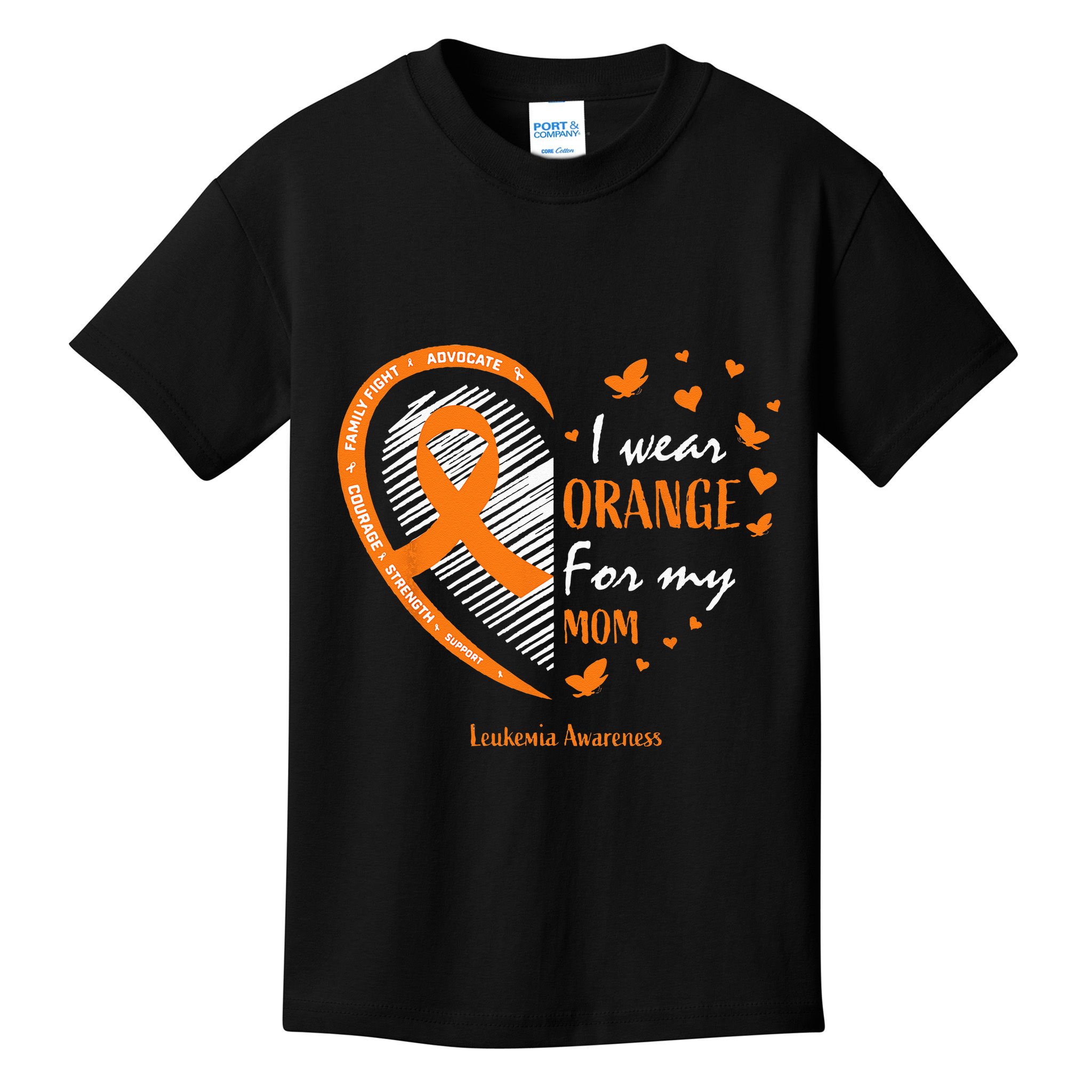 I Wear Orange For My Mom Leukemia Awareness Kids T-Shirt