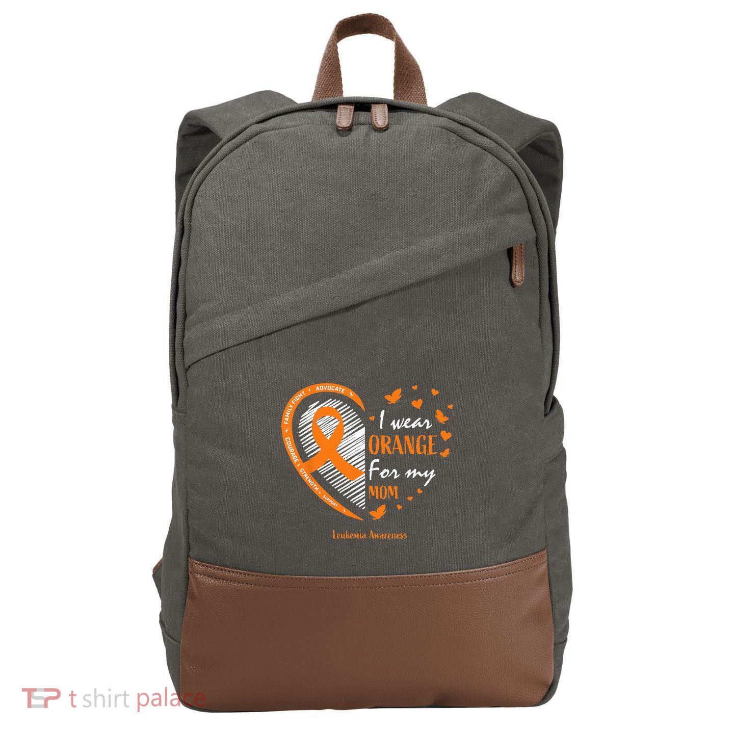 I Wear Orange For My Mom Leukemia Awareness Cotton Canvas Backpack