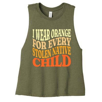 I Wear Orange For Every American Native Child Indian Pride Women's Racerback Cropped Tank