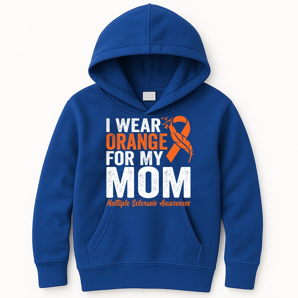 I Wear Orange For My Mom Multiple Sclerosis Awareness Gift Kids Hoodie