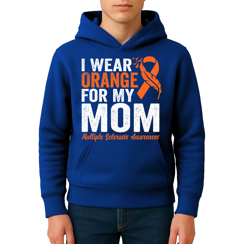 I Wear Orange For My Mom Multiple Sclerosis Awareness Gift Kids Hoodie