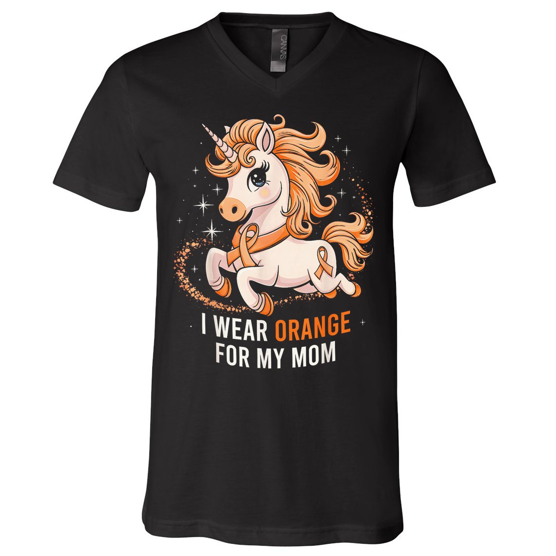 I Wear Orange For My Mom Unicorn MS Awareness V-Neck T-Shirt