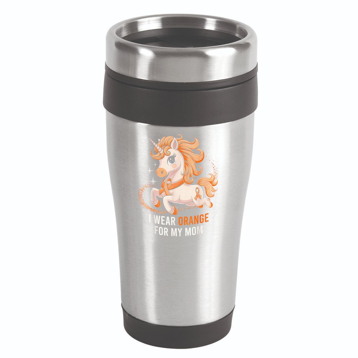 I Wear Orange For My Mom Unicorn MS Awareness 16oz Travel Tumbler