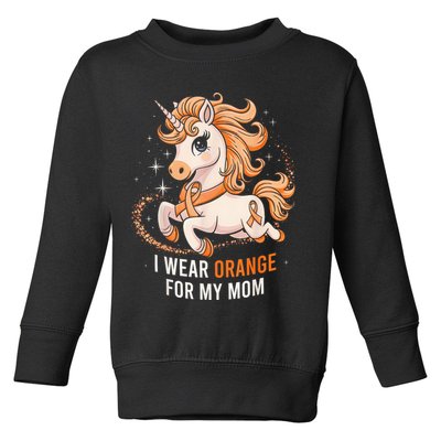 I Wear Orange For My Mom Unicorn MS Awareness Toddler Sweatshirt