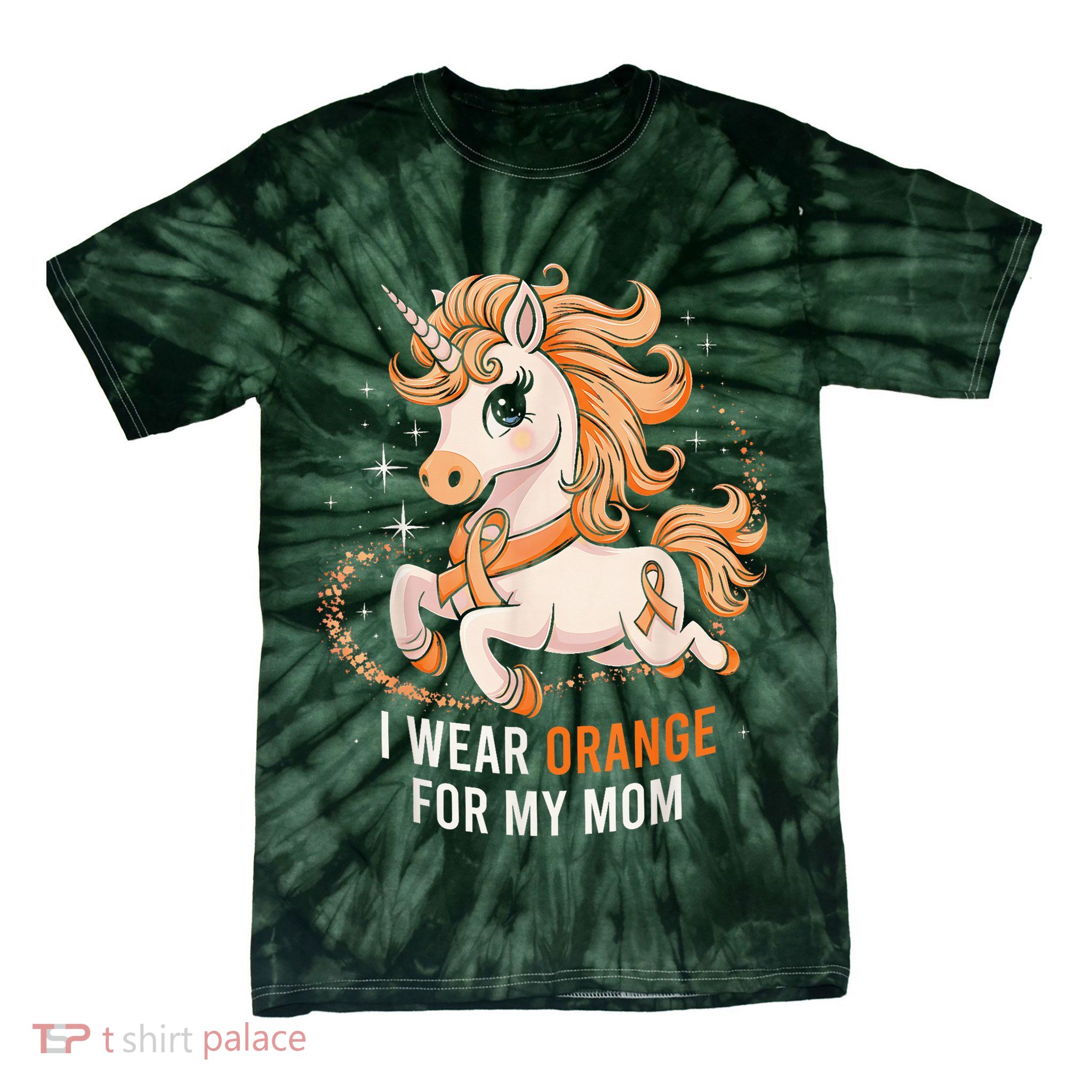 I Wear Orange For My Mom Unicorn MS Awareness Tie-Dye T-Shirt