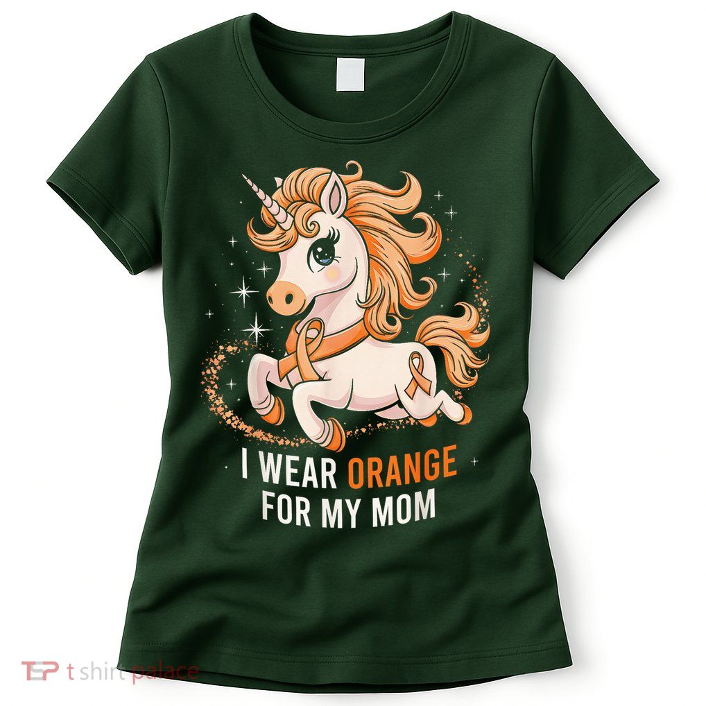 I Wear Orange For My Mom Unicorn MS Awareness Womens T-Shirt