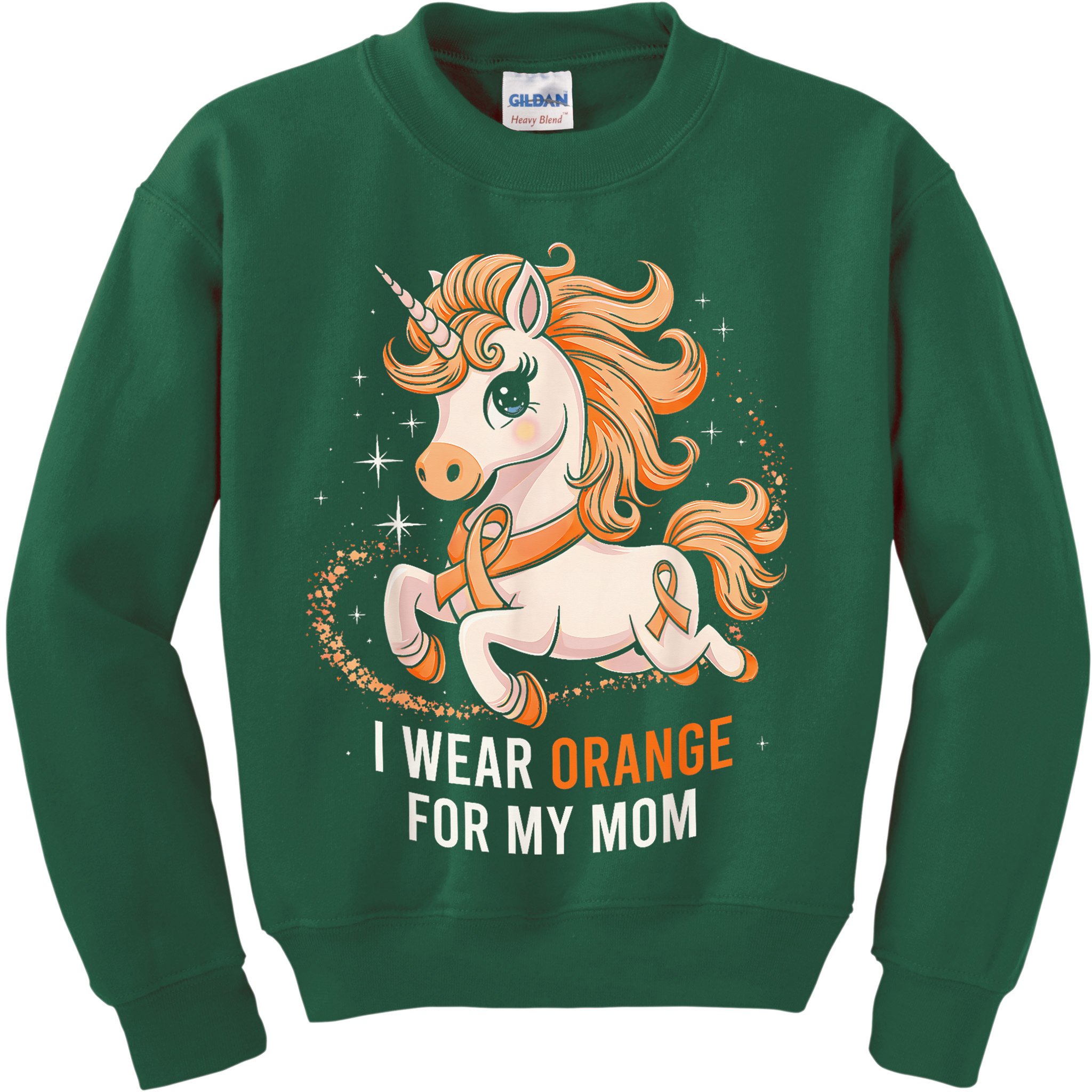 I Wear Orange For My Mom Unicorn MS Awareness Kids Sweatshirt