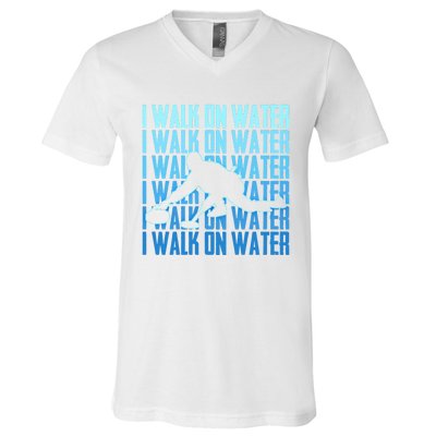 I Walk On Water Curling Cute Gift V-Neck T-Shirt