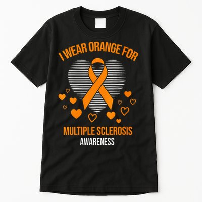 I Wear Orange Ribbon Heart Cool Multiple Sclerosis Awareness Tall T-Shirt