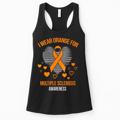 I Wear Orange Ribbon Heart Cool Multiple Sclerosis Awareness Womens Tank Top